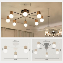 Luminária de teto para sala de estar, decoração simples e moderna com lâmpada de pendurar em madeira 2024 - compre barato