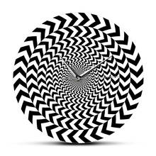 Спиральные геометрические Оптические иллюзии современные настенные часы гипнотические черно-белые 3D видения настенные часы бесшумные развертки абстрактные настенные искусства 2024 - купить недорого