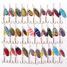 30pcs/Lot Rotating Spinner Fishing Lure Spoon Sequins Metal Hard Bait Treble Hooks Wobblers Bass Pesca Tackle 2024 - buy cheap