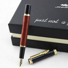 Ручка перьевая Jinhao 0,5 мм с зажимом в виде дракона с золотистой отделкой и деревянным корпусом, подарок, школьные принадлежности, F485 2024 - купить недорого