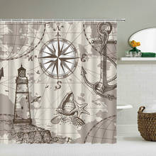 Cortinas de ducha de faro náutico, cortina de baño impermeable con ganchos de 180x240cm, decoración, pantalla de baño de tela lavable 2024 - compra barato