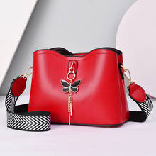 Bolso de hombro rojo para mujer, bandolera de piel sintética con borla de mariposa, bolso de mano femenino con Clip 2024 - compra barato