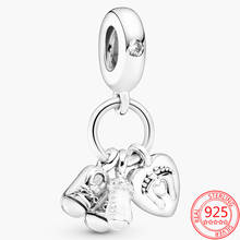 Hot Sales 925 Sterling Silver Baby Bottle and Shoe Charm Fit Pandora Bracelet DIY Gift Pendant 2024 - buy cheap