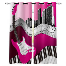Pink Electric Guitar Piano Notes Window Curtains Lights Living Room Bathroom Bedroom Kitchen Drapes Indoor Fabric Decor Kids 2024 - buy cheap