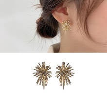 Japan Korea Exaggerated Fireworks Design Full Rhinestone Crystal Big Flower Ball Stud Earrings for Women Gifts Elegant Oorbellen 2024 - buy cheap