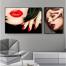 Canvas Hd Prints Colorful Nail Pictures Wall Art Sexy Red Lips Painting Fashion Girl Home Decor Modular Poster For Living Room 2024 - buy cheap