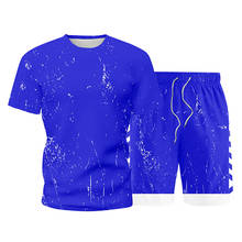 Conjunto de traje de corrida masculino, conjunto de duas peças com estampa de camiseta e bermuda, roupa esportiva masculina de verão 2021 2024 - compre barato