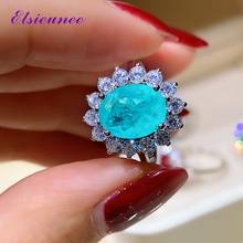 Elsieunee 100% anel de prata esterlina 925, simulado de moissanite paraiba, anel com pedras preciosas para festa, joias finas para mulheres e meninas 2024 - compre barato