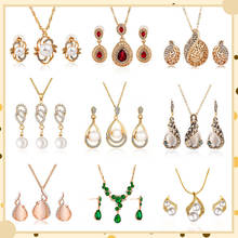 Elegant Waterdrop Rhinestone Pearl Pendant Necklace Hook Earrings For Women Jewelry Set Wedding Party Statement Accessories Gift 2024 - buy cheap