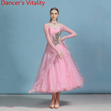 Roupas de Dança adulto Dança Moderna Desgaste Padrão Nacional Bordado Diamante Vestido Fita wtith Salão De Baile De Valsa Jazz Dança Terno 2024 - compre barato