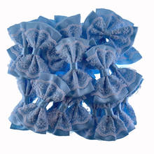 24pcs Blue lace flower satin ribbon bowknot bows for baby kids headband hair clips sewing craft accessories 3.5 X 5.5cm 2024 - buy cheap