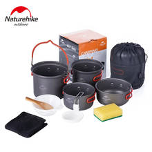 Naturehike 2-3 Person Camping Cookware Kit Outdoor Aluminum Cooking Set Pan Pot Travelling Hiking Picnic Tableware NH15T401-G 2024 - buy cheap