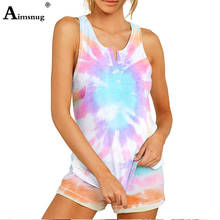2020 Summer Pajamas for Women's Set pyjama Female Elastic Waist Tie-dye Print Mujer Pijama Sleepwear Nightwear Shorts Top Women 2024 - buy cheap