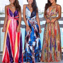 Women's Dress Summer Boho Vintage Slit Holiday Long Maxi Evening Party Beach Dress Summer Long Maxi Wrap Sundress платье 2021 2024 - buy cheap