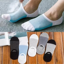 Calcetines tobilleros de fibra de bambú antideslizantes para hombre, calcetín Invisible, zapatillas, 5 par/lote 2024 - compra barato