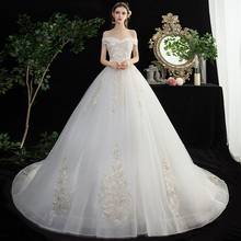 LAMYA Real Photo Ball Gown Bridal Dress Vintage Plus Size Court Train Lace Wedding Dress Boat Neck Princess Vestidos De Novia 2024 - buy cheap