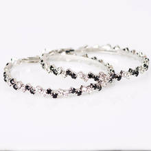 New Design Fashion crystal hoop earrings Geometric Round Shiny white and black rhinestone big earring jewelry women E145 2024 - buy cheap