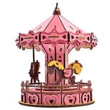 DIY Wooden 3D Carousel Puzzles Assembly Model Art Crafts Educational Toys Gifts Assembling Kids Ability Eyehand Cooperate 2024 - buy cheap