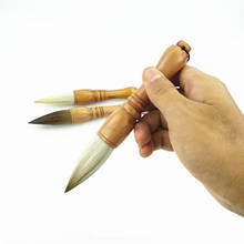 Weasel Hair-pincel de caligrafía china, Pluma de madera maciza con forma de tolva, varilla pequeña, pelo múltiple, pincel de pintura china 2024 - compra barato