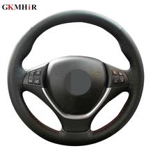 Black Genuine Leather DIY Hand-stitched Car Steering Wheel Cover for BMW E70 X5 2006-2013 E71 X6 2008-2014 2024 - buy cheap