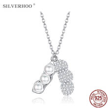 SILVERHOO 925 Sterling Silver Shiny Full CZ Peanut Pendant Necklaces For Women Elegant Shell Pearl Necklace Female Fine Jewelry 2024 - buy cheap