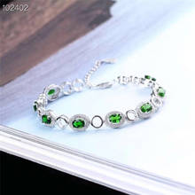 Natural cromo diopside pulseira para festa de aniversário feminino presente 4*6mm gemstones verdes jóias finas real 925 prata esterlina 2024 - compre barato
