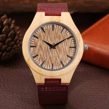 Classic Serrated UP Nails Wooden Watch Irregular ripples Clock Male Red-brown Leather Band Woody Unique Wristwatch for Men Women 2024 - buy cheap