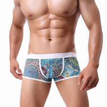 Men's Boxer Colorful Printed  Men Sexy Boxer Shorts Underwear Lace Mesh Low Rise Gay Man Underpant Penis Pouch Cueca Boxer 2024 - buy cheap