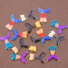 6pcs Fashion Bule Enamel Mermaid Tail Charms Pendants DIY Necklace Bracelet Earring For Unisex Jewelry Making Wholesale 27*19*3m 2024 - buy cheap