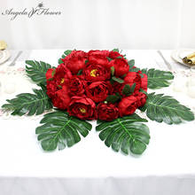 Mesa artificial personalizada flores rosa banquete conferência mesa de jantar peça central festa de flores casamento adereços decoração para casa buquê 2024 - compre barato