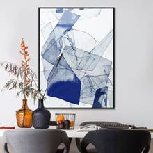 Pintura de tela de tinta azul escura, pôster de arte de parede em estilo nórdico, imagem modular para decoração de casa, sala de estar 2024 - compre barato