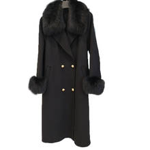 Roupas de inverno femininas, casacos de pele de ovelha e jaquetas, casaco de lã com gola de pele de raposa, roupas de luxo femininas para outono 2024 - compre barato