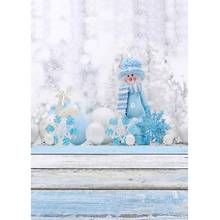 Рождественский снеговик синяя одежда лося мяч боке фон для фотографирования Виниловый фон фотостудия для детей Детские фотосессии 2024 - купить недорого