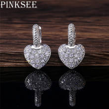 Pinksee Classic Rhinestone Love Heart Drop Earrings Women Girls Cute White Crystal Small Earring Wedding Jewelry Accessories 2024 - buy cheap