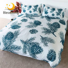 BlessLiving-Juego de cama con conos de pino, colcha Natural, edredón con hoja y hojas, Textiles para el hogar, color verde, Queen 2024 - compra barato