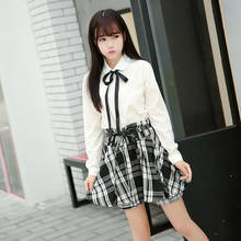 Japanese School Girl Uniform Suit White Short Sleeve T-shirt Top White Black Pleated Skirt Cosplay Korean Girls Student Costume 2024 - buy cheap