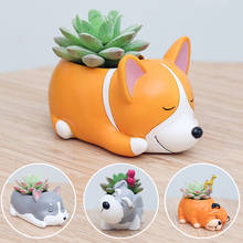 Cute Dog Flower Pot Planter Gardening Potted Desktop Resin Vase Home Office Decor Garden Supplies Bonsai Succulent Plant Pot 2024 - buy cheap