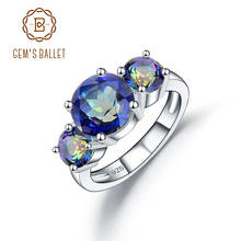 Женское Обручальное кольцо с тремя камнями, ювелирные украшения из стерлингового серебра 925 пробы с натуральным мистическим топазом 2024 - купить недорого