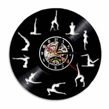 Reloj de pared con diseño posmoderno para Yoga, cronógrafo con registro de vinilo deportivo, Para decoración del hogar, regalo para amantes del Yoga 2024 - compra barato