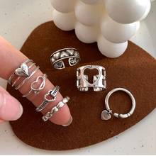 Женское комбинированное кольцо Morivovog, винтажное ажурное минималистичное корейское кольцо из стерлингового серебра 925 пробы в форме сердца, 7 стилей, модные ювелирные украшения 2024 - купить недорого