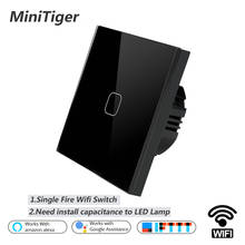Minitiger WIFI Smart Touch Switch APP Wireless Remote Light Wall Switch Crystal Glass Panel Works With Alexa / Google Home 2024 - buy cheap