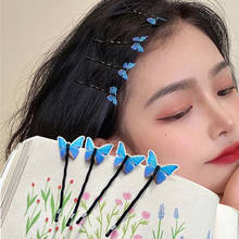 4Pcs Blue Butterfly Hairpins Elegant Hair Clips Women Cute Handmade Fashion Barrettes Summer Holiday Hair Jewelry Accessories 2024 - buy cheap