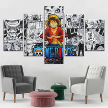 Pôster de anime luffy e 5 painéis, arte para parede para crianças, arte decorativa para quarto e dormitório 2024 - compre barato