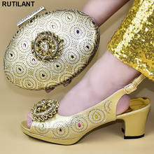 Zapatos italianos y bolso de tacón para mujer, calzado de fiesta nigeriano, con monedero, de talla grande, último diseño 2024 - compra barato