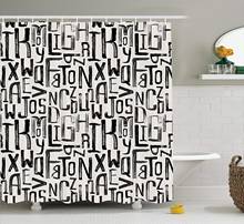 Grunge casa decoração cortina de chuveiro artsy pequeno grande grunge letras em tamanhos aleatórios padrão alfabeto decoração moderna do banheiro 2024 - compre barato