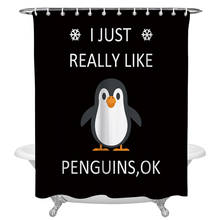 Занавеска для душа «Пингвины» из водонепроницаемой ткани, Полиэстеровые шторы для душа, декоративные аксессуары для ванной комнаты 2024 - купить недорого