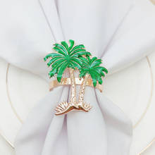 Anel de guardanapo de coqueiro, anel de guardanapo de metal verde para plantas, anel de casamento, utensílios de mesa e fivela de guardanapo 2024 - compre barato