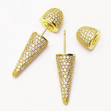 3 Pairs Cone shape Stud earrings Golden earrings pave Cubic zirconias earrings fashion stud earrings for  women jewelry 51303 2024 - buy cheap