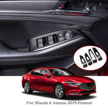 Estilo do carro windows painel de controle capa lantejoulas para mazda 6 atenza 2019-presente porta interna windows interruptor do painel de elevador capa 2024 - compre barato