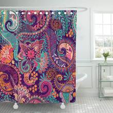 Padrão paisley floral índia flor indiano étnico desenho cortina de chuveiro tecido poliéster à prova d60 água 60x72 polegadas conjunto 2024 - compre barato